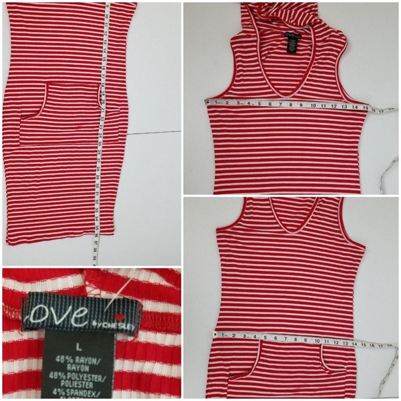 LOVE By Chelsey Dress Small Med Lg XL Red Stripes - Picture 8 of 8